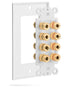 Surround Sound Home Theater Wall Plate with Gold Plated Copper Banana Binding Posts - 4 Speakers - White