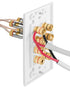 Surround Sound Home Theater Wall Plate with Gold Plated Copper Banana Binding Posts - 4 Speakers - White