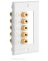 Surround Sound Home Theater Wall Plate with Gold Plated Copper Banana Binding Posts - 5 Speakers - White