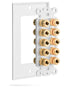 Surround Sound Home Theater Wall Plate with Gold Plated Copper Banana Binding Posts - 5 Speakers - White
