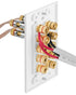 Surround Sound Home Theater Wall Plate with Gold Plated Copper Banana Binding Posts - 5 Speakers - White