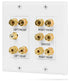 5.1 Surround Sound Home Theater 2 Gang Wall Plate with 5-Pairs of Gold Plated Copper Banana Binding Posts- 1 Subwoofer RCA Jack - 5 Speakers-White