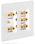 5.1 Surround Sound Home Theater 2 Gang Wall Plate with 5-Pairs of Gold Plated Copper Banana Binding Posts- 1 Subwoofer RCA Jack - 5 Speakers-White