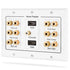 3-Gang 6.1 Surround Sound Distribution Wall Plate w/ Gold Plated 6-Pair Copper Binding Posts (For Banana Plugs, Bare Wires, Spade Plugs) + 1 RCA Jack + 2 High Speed HDMI 2.0 Ports w/ Ethernet