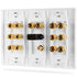 3-Gang 7.1 Surround Sound Distribution Wall Plate w/Gold Plated 7-Pair Copper Binding Posts (For Banana Plugs,Bare Wires,Spade Plugs)+1 RCA Jack+1 High Speed HDMI 2.0 Port w/Ethernet - White