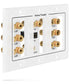 3-Gang 7.1 Surround Sound Distribution Wall Plate w/Gold Plated 7-Pair Copper Binding Posts (For Banana Plugs,Bare Wires,Spade Plugs)+1 RCA Jack+1 High Speed HDMI 2.0 Port w/Ethernet - White