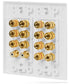 7.1 Surround Sound Home Theater 2 Gang Wall Platewith 7-Pairs of Gold Plated Copper Banana Binding Posts + 2 RCA Jacks - 7 Speakers-White