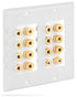 7.1 Surround Sound Home Theater 2 Gang Wall Platewith 7-Pairs of Gold Plated Copper Banana Binding Posts + 2 RCA Jacks - 7 Speakers-White