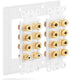 7.1 Surround Sound Home Theater 2 Gang Wall Platewith 7-Pairs of Gold Plated Copper Banana Binding Posts + 2 RCA Jacks - 7 Speakers-White