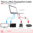Fosmon Gold Plated 30AWG Mini DisplayPort to DisplayPort Cable (Compatible with Mini DP/mDP/Thunderbolt/Thunderbolt 2 Ports) - White - 15ft