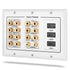3-Gang 7.2 Surround Sound Distribution Wall Plate w/Gold Plated 7-Pair Copper Binding Posts (For Banana Plugs,Bare Wires,Spade Plugs)+2 RCA Jack+3 High Speed HDMI 2.0 Ports w/Ethernet - White