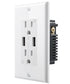Duplex 2-Outlet Tamper Resistant In-Wall Receptacle w/ 2 USB Ports (4.2A) - [ETL Listed] AC125V/15A/60Hz - White
