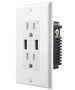 Duplex 2-Outlet Tamper Resistant In-Wall Receptacle w/ 2 USB Ports (4.2A) - [ETL Listed] AC125V/15A/60Hz - White