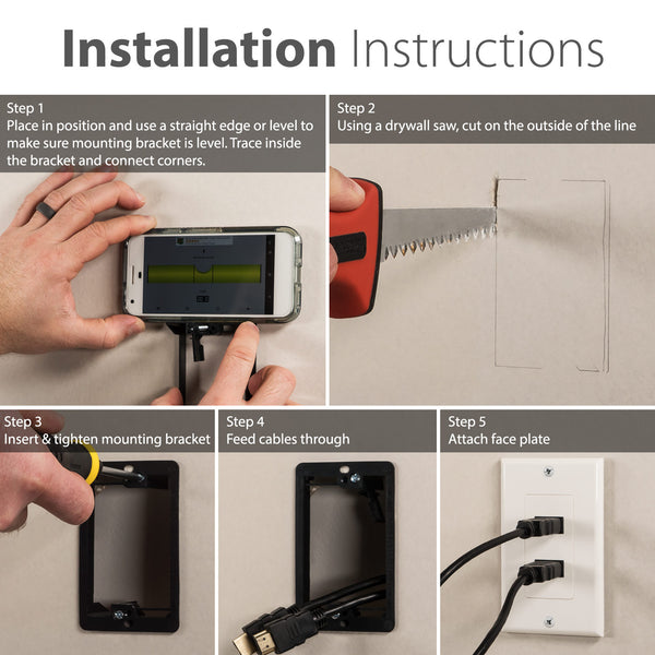 1-Gang Low Voltage Wall Plate Mounting Bracket