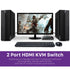 2 Port HDMI KVM Switch / Switcher, Share 2 Computers With One Set of USB Keyboard, Mouse and HD Monitor, Support UHD 4K@30Hz, 3D, 1080P with 2x USB And 2x HDMI Cable, No Power Adapter Required