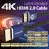 HDMI 2.0 Cable 4K@60Hz 1ft, Premium Certified In-Wall CL3 Rated, 18Gbps Super High Speed, HDR, HDCP 2.2/1.4, 3D, ARC, 30AWG Cotton Braided Compatible with UHD TV, Monitor, PS4/PS5, Xbox One/X/S, Switch