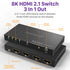 Fosmon 3-Port HDMI 8K Switch with Remote, Support 8K@60Hz 4K@120Hz HDR10+ HDCP 2.3 High Speed 48Gbps 3 in 1 Out Auto-Switching 3x1 HDMI 2.1 Switcher Splitter Hub Compatible with PS5, Xbox X, Apple TV