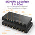 3-Port Directional 8K HDMI 2.1 Switch, Support 4K@120Hz 8K@60Hz Aluminum 3x1 HDMI Switcher Splitter Selector 3 in 1 out at 48Gbps Compatible with PS5/PS4, Xbox One, Roku, Apple TV, Fire Stick