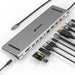 11-in-1 USB-C Desktop Hub with x2 HDMI (4k@60Hz),DisplayPort (4K@60Hz), x2 USB-C (USB 3.0), x2 USB 3.0Port, USB 2.0 Port, TF 2.0, RJ45 Ethernet Port (1000M) +3.5mm Jack - Gunmetal Gray