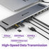 11-in-1 USB-C Desktop Hub with x2 HDMI (4k@60Hz),DisplayPort (4K@60Hz), x2 USB-C (USB 3.0), x2 USB 3.0Port, USB 2.0 Port, TF 2.0, RJ45 Ethernet Port (1000M) +3.5mm Jack - Gunmetal Gray
