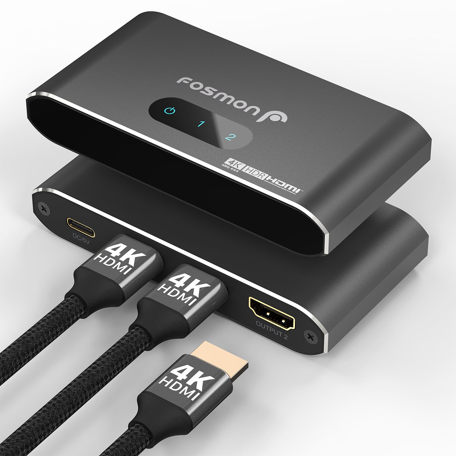 Fosmon HDMI 1x2 Splitter (4K@60Hz) in Metal Casing -Black
