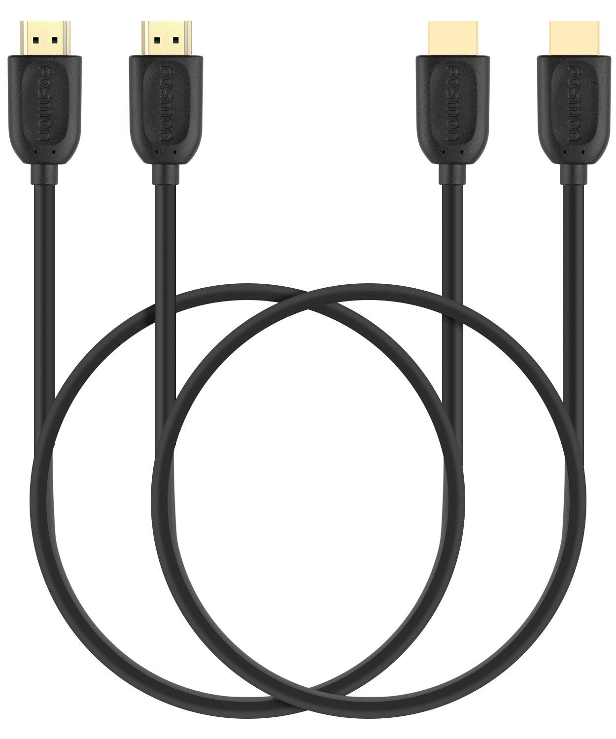 Fosmon HDMI to HDMI 30AWG High Speed HDMI Cable with Ethernet - 6ft (4K Resolution, Supports 3D) - 2 Pack