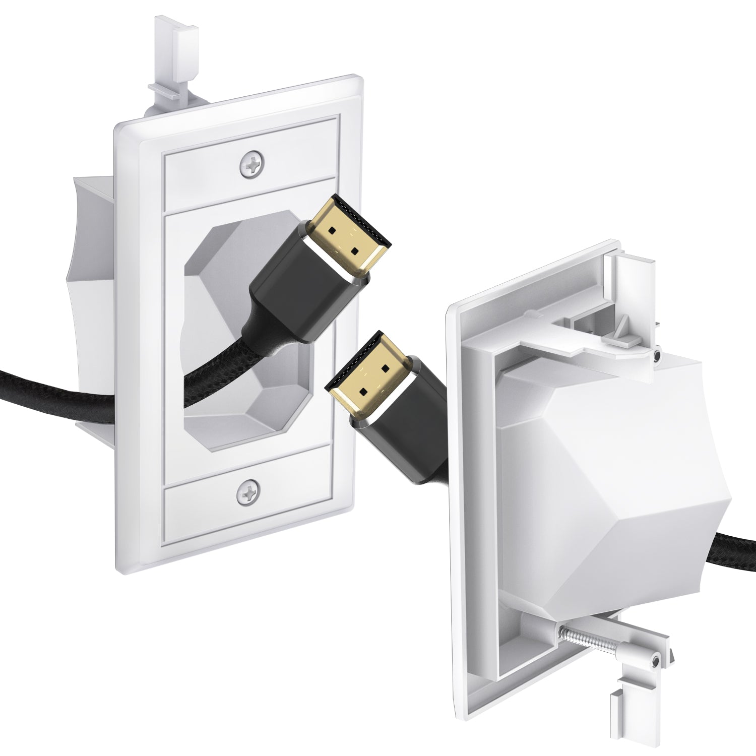 Fosmon 1-Gang Recessed Low-Voltage Cable Plate - White
