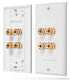 Fosmon Coupler Type Gold Plated Copper Banana Binding Post Wall Plate for 2 Speakers - White - 2 Pack