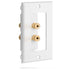 Fosmon Coupler Type Gold Plated Copper Banana Binding Post Wall Plate for 2 Speakers - White - 2 Pack