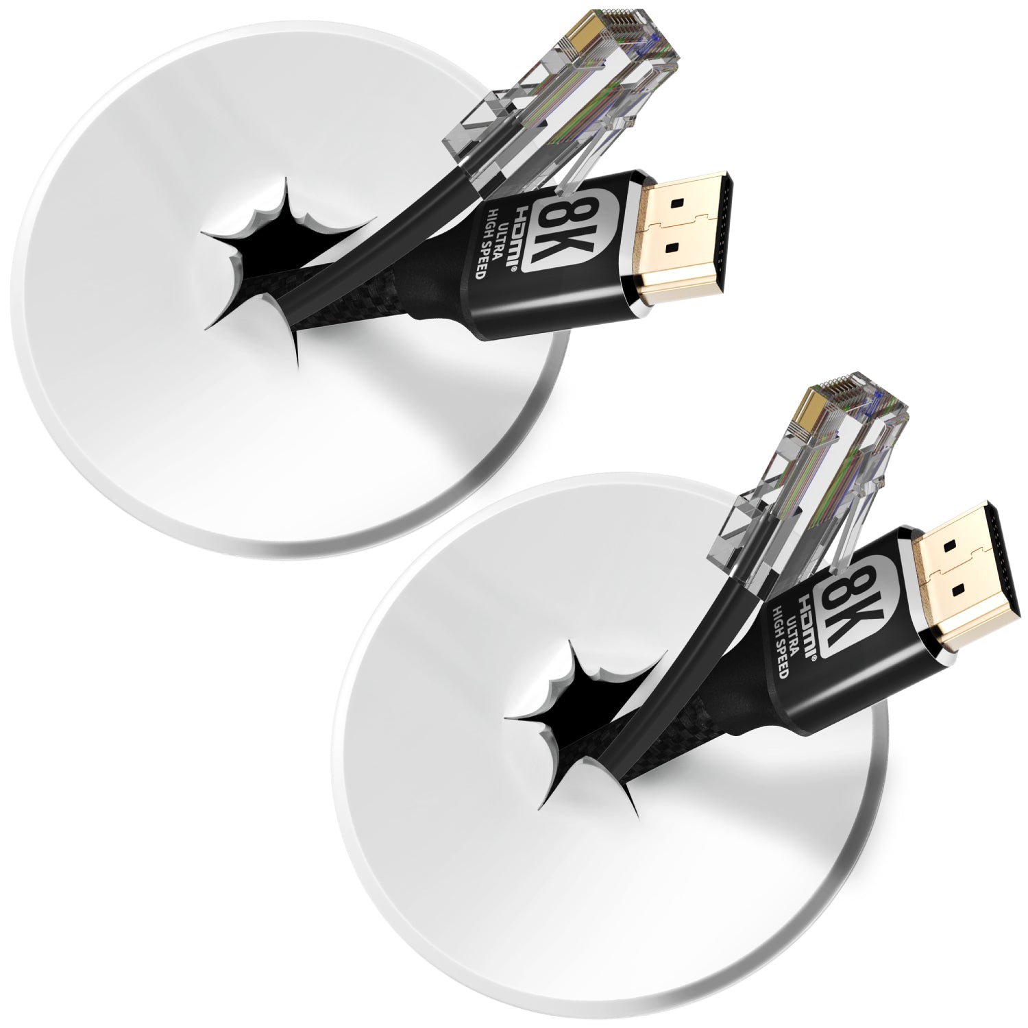 Fosmon Cord Wire Hider Kit for Wall Mount TV, in Wall Cable Management Kit, TV Cord Cover Cable Pass Through Plates, Wall Grommet with Hole Saw Drill Attachment for Easy Install, 2 Pack White