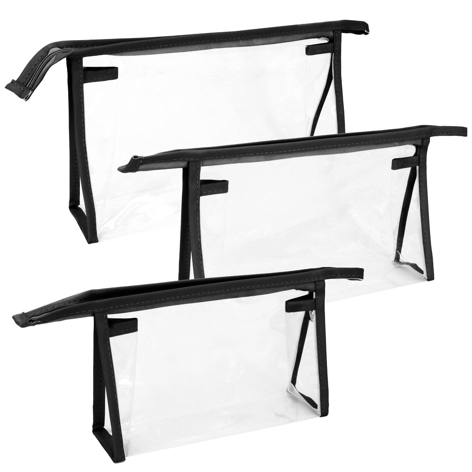 Mber 3-Pack TSA Approved Toiletry Bag, Clear Makeup Bag, Clear Travel Cosmetic Bags Pouches with Zipper, Black