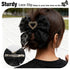 Mber [2 Pack] Large Heart Pattern Hair Bow Tie with Rhinestone Center - White and Black