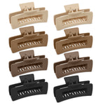 Mber 4-Pack Large Curved Hair Claw Clips, Strong Hold Matte Neutral & Tortoise Tones