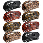 Mber Flat Hair Claw Clips, Curved Non-Slip Large Grip Design, Black & Tortoise Brown