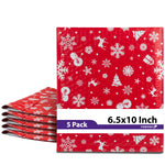 Fosmon #0 Christmas Poly Bubble Mailer 6.5 x 10 inches, Lightweight Water/Dust/Shock/Tear Resistant Padded Shipping Envelopes - Xmas Red White Snow