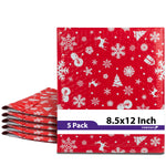 Fosmon #2 Christmas Poly Bubble Mailer 8.5 x 12 inches, Lightweight Water/Dust/Shock/Tear Resistant Padded Shipping Envelopes - Xmas Red White Snow
