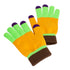 Fosmon Touchscreen Gloves with three conductive finger tips - Green/Pumpkin