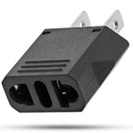 2 Prong Europe (EU) to 2 Prong USA & Canada Travel Outlet Adapter - Type C Plug (Voltage: 2.5/250V) Black
