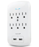 6 Outlet Grounded Wall Tap Surge Protector 15A Wall Tap Power Adapter with 2 USB Ports - 1200 Joules