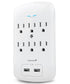 6 Outlet Grounded Wall Tap Surge Protector 15A Wall Tap Power Adapter with 2 USB Ports - 1200 Joules