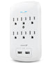 Fosmon 6 Outlet Wall Surge Protector Outlet Wall Mount, USB in Wall Charger Surge Protector (1200 Joules), 2 USB ports 3.4A, 1875W, 3-Prong Grounded