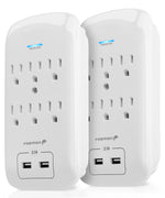 6 Outlet Grounded Wall Tap Surge Protector 15A Wall Tap Power Adapter with 2 USB Ports - 1200 Joules
