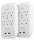 6 Outlet Grounded Wall Tap Surge Protector 15A Wall Tap Power Adapter with 2 USB Ports - 1200 Joules