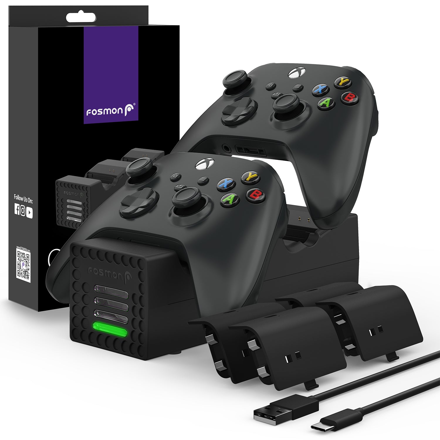 Quad Pro 2 Charging Station w/ 2 additional battery charging slots for Xbox Series X / Series S Controllers