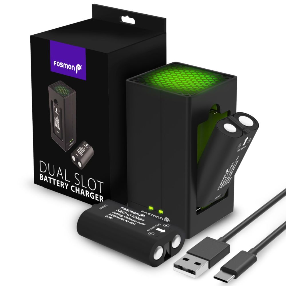 Universal Dual Charger w/ 2 x 2200mAh Rechargeable Battery Pack for Xbox X/S, One, and One X Controllers