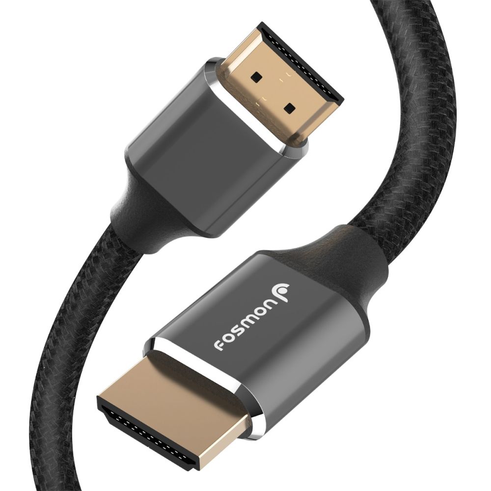 Fosmon HDMI 2.1 8K@60Hz 1ft, Premium Certified 48Gbps Ultra High Speed, 4K@120Hz, Dynamic HDR, HDCP 2.3, 3D, eARC, 30AWG Cotton Braided Compatible with UHD TV, Monitor, PS4/PS5, Xbox One/X/S
