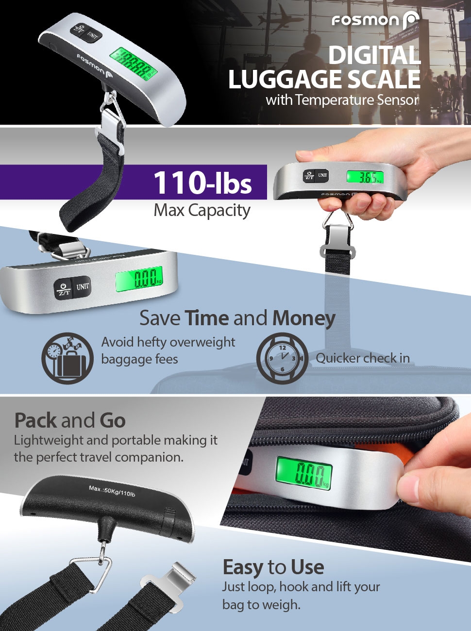 Stainless Steel Digital Luggage Scale, For Fruit Stalls