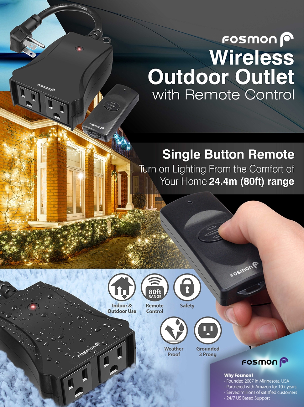 DEWENWILS Outdoor Wireless Remote Control Outlet Switch Plug In  Weatherproof